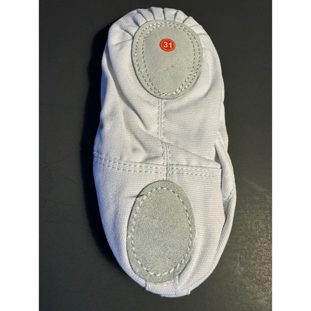 Girls White Ballet Slippers Canvas Dance Shoes Child 13M New Minor Stains